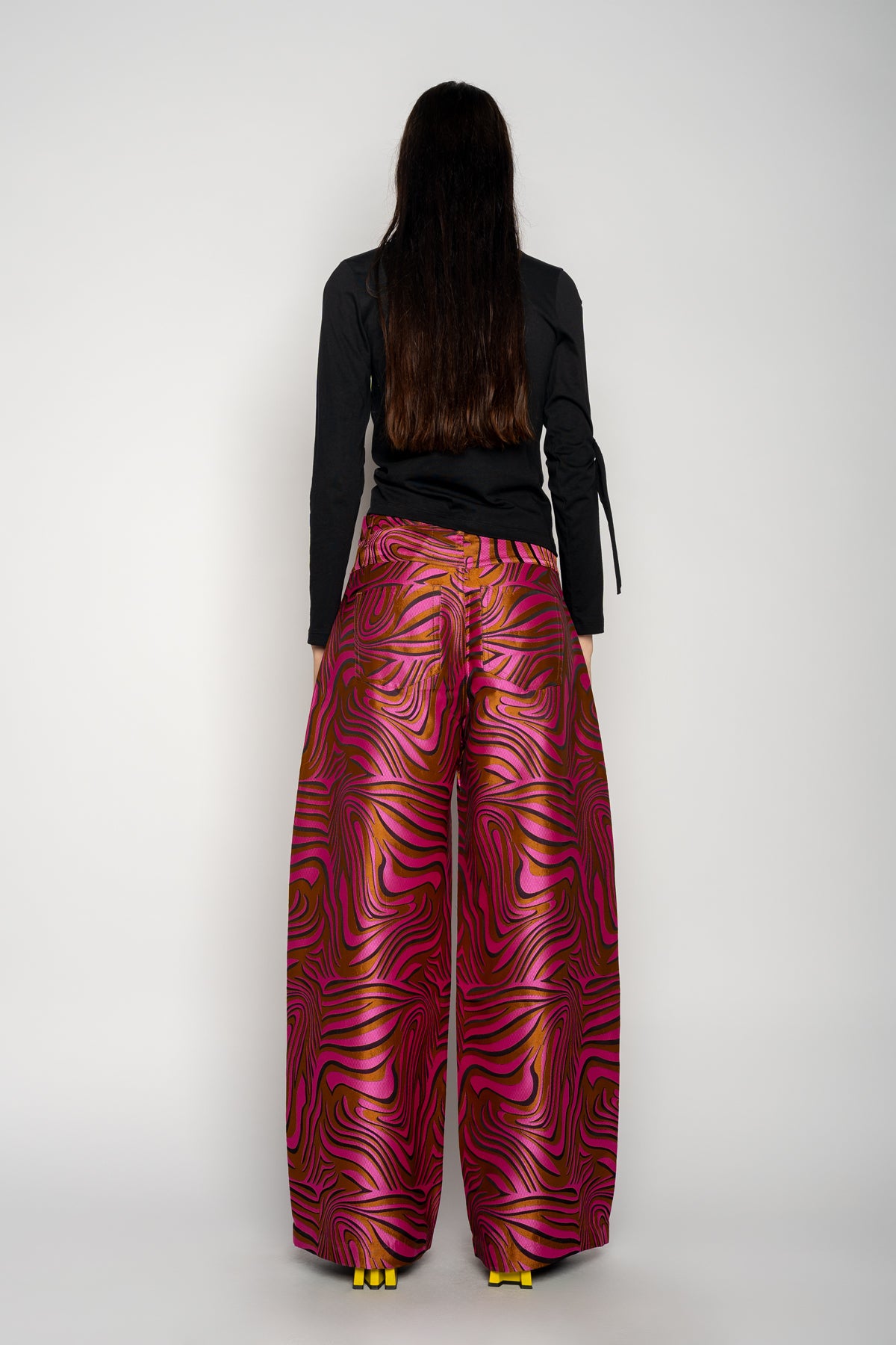 PINK ZEBRA BROCADE BOYFRIEND TROUSERS MARQUES ALMEIDA