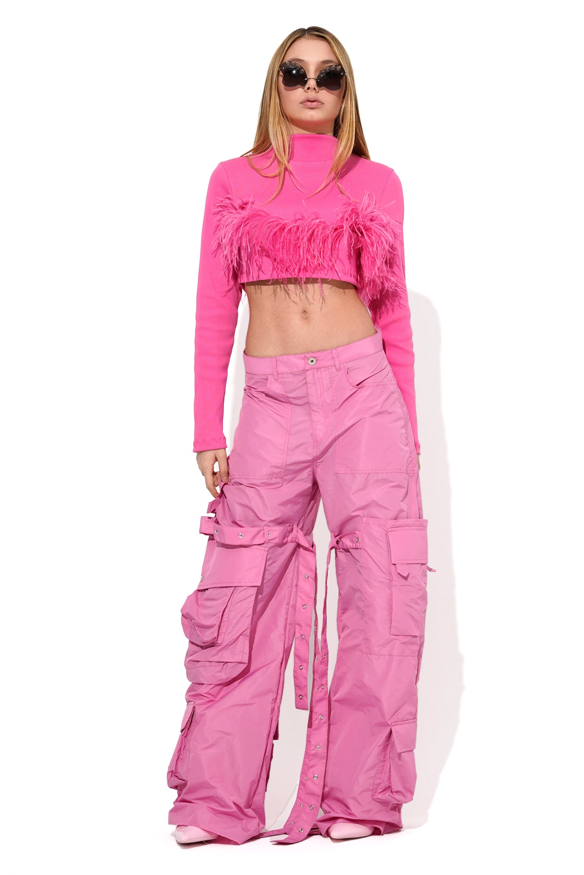 PINK CROPPED FEATHER TOP marques almeida