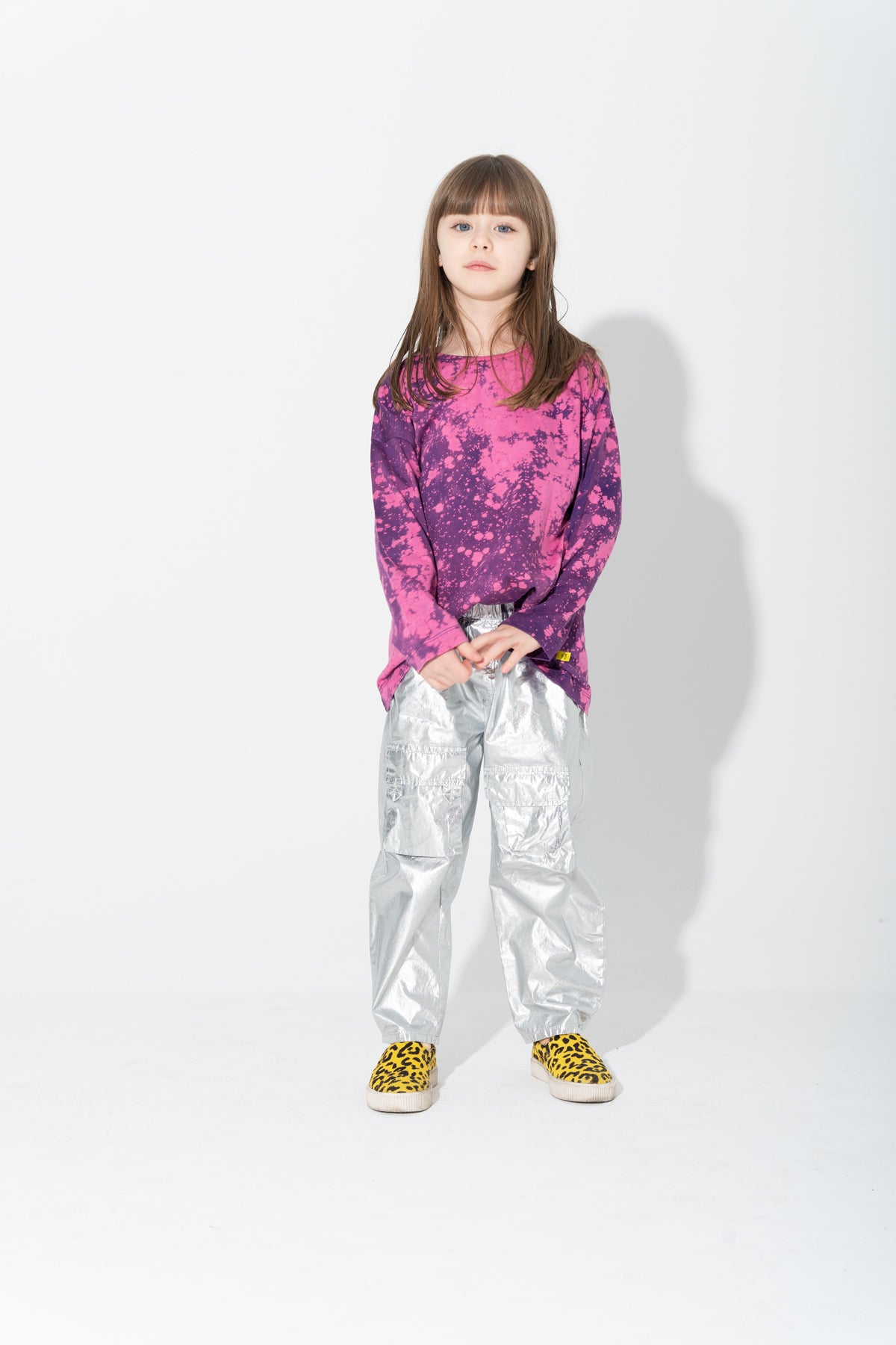 PURPLE AND PINK SPLATERED LONG SLEEVE TOP makids