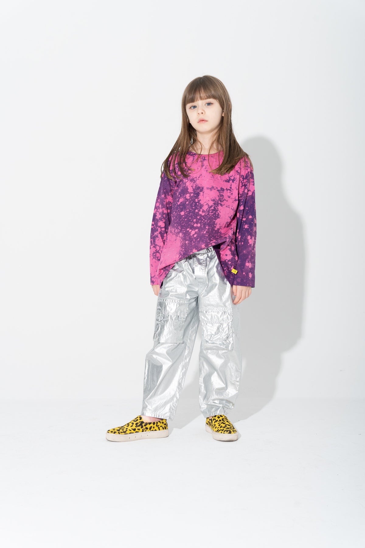 PURPLE AND PINK SPLATERED LONG SLEEVE TOP makids