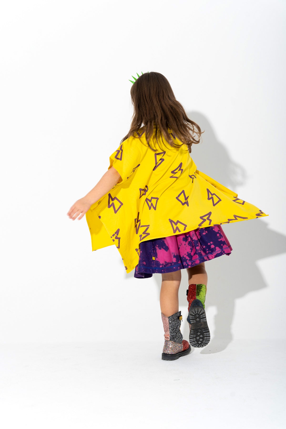 PURPLE AND PINK SPLATTERED FLEECE SKIRT MAKIDS