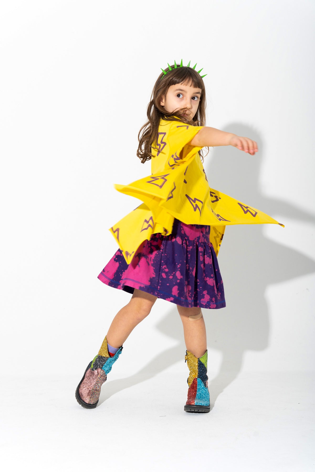 PURPLE AND PINK SPLATTERED FLEECE SKIRT MAKIDS