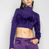 PURPLE CROPPED FEATHER TOP marques almeida