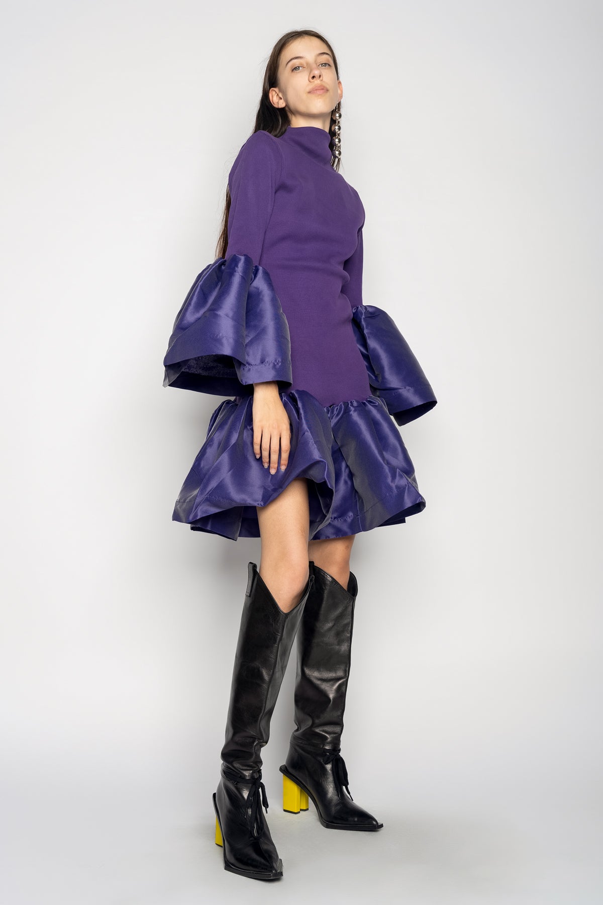 PURPLE PUFF SLEEVE AND HEM DRESS marques almeida