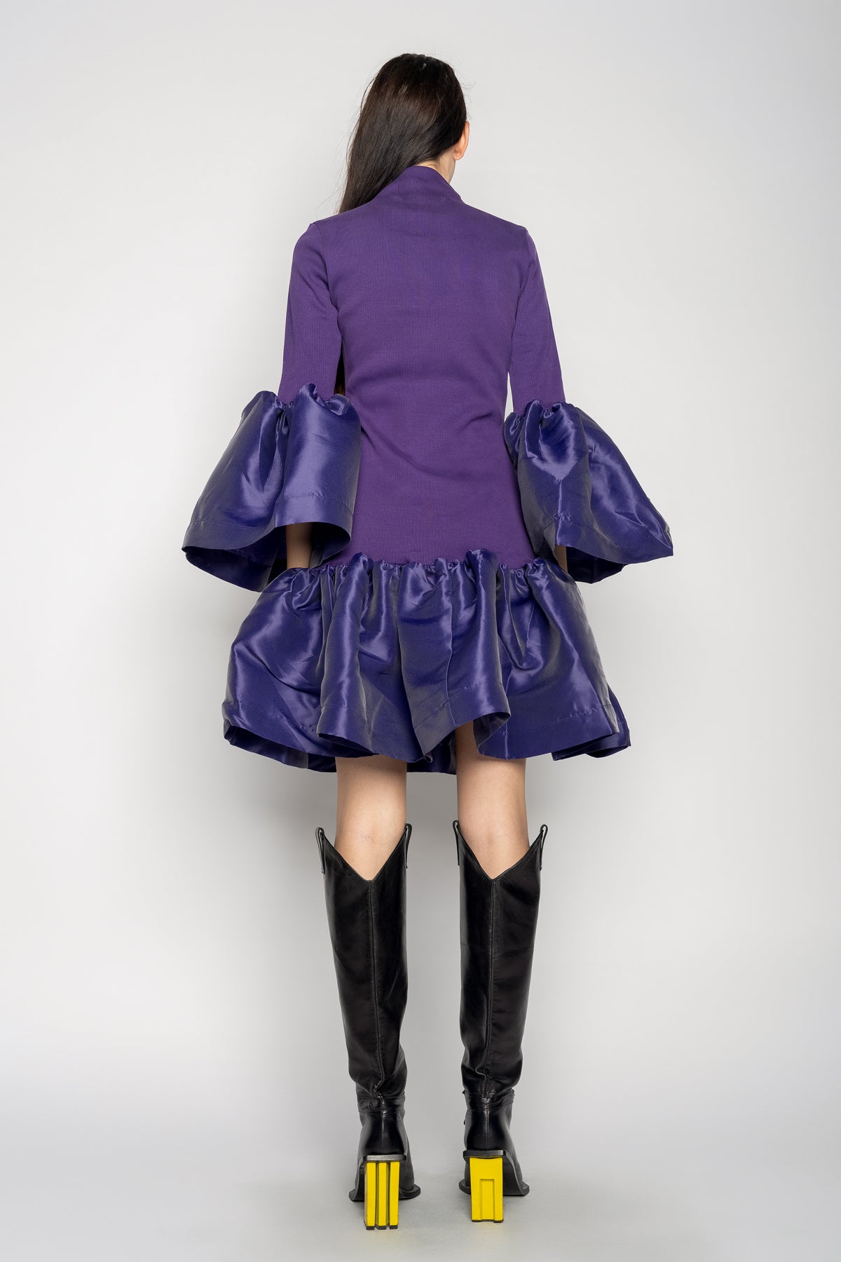 PURPLE PUFF SLEEVE AND HEM DRESS marques almeida