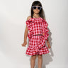 RED AND PINK GINGHAM FRILL TOP makids