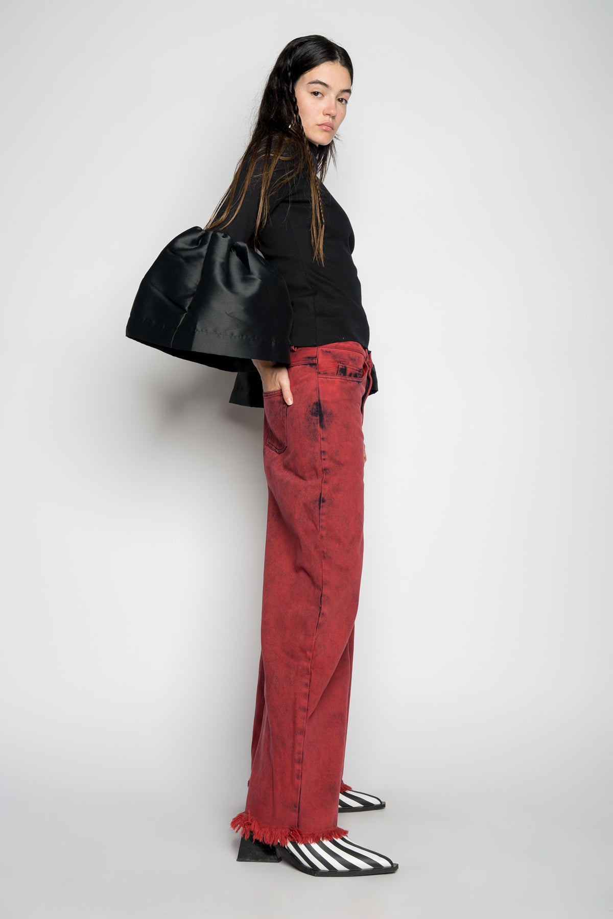 RED DENIM BOYFRIEND TROUSERS marques almeida