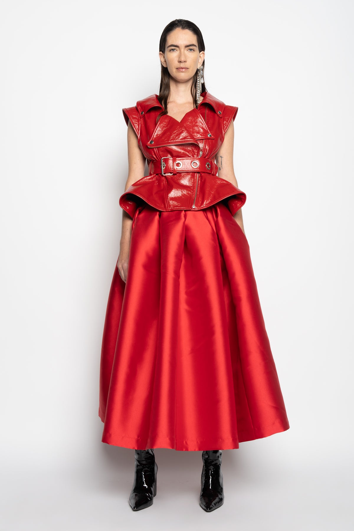 RED HIGH WAIST PLEATED FULL SKIRT MARQUES ALMEIDA