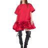 RED MIKADO T-SHIRT LOOSE FIT FRILL DRESS marques almeida
