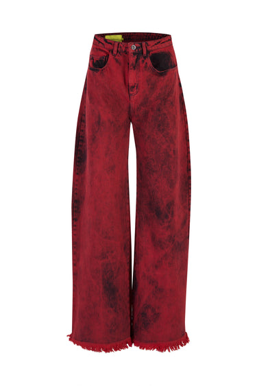 RED OVERDYE DENIM BOYFRIEND TROUSERS marques almeida