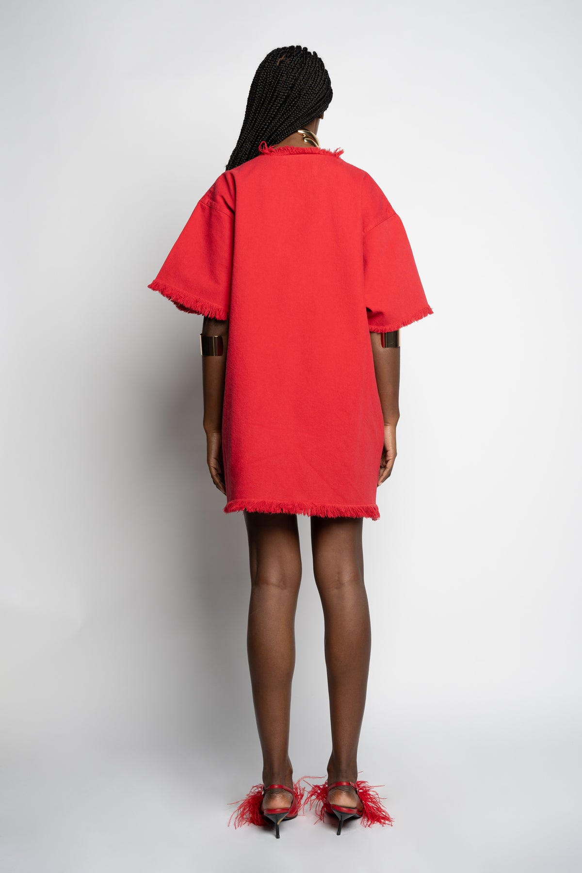 Red oversized t shirt dress deals