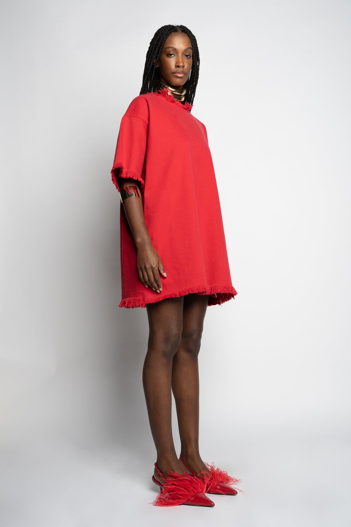 RED OVERSIZED T SHIRT DRESS MARQUES ALMEIDA