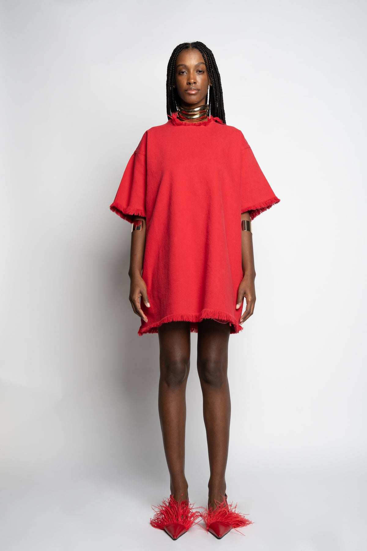 RED OVERSIZED T SHIRT DRESS MARQUES ALMEIDA