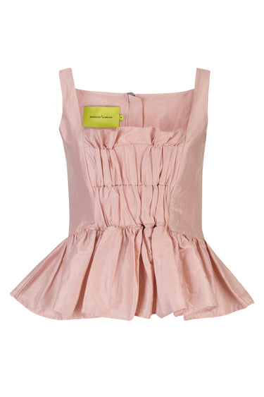 PINK WRINKLED GATHERED STRAP TOP marques almeida