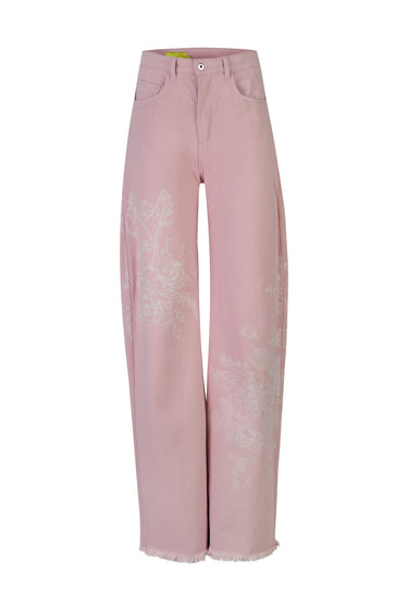 PINK FLOWER DRILL BOYFRIEND TROUSERS marques almeida