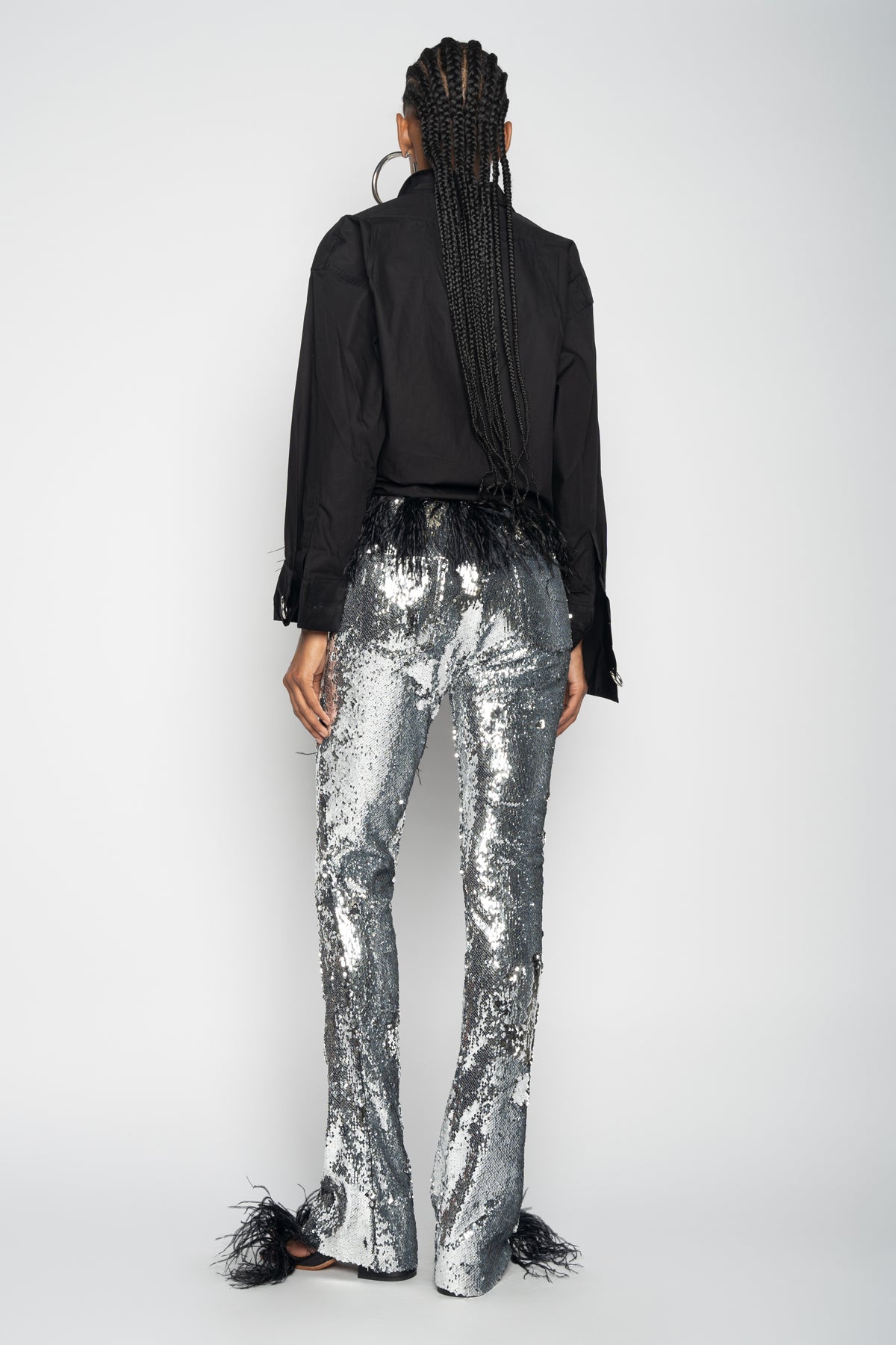 SILVER SEQUINS BOOTCUT TROUSERS marques almeida