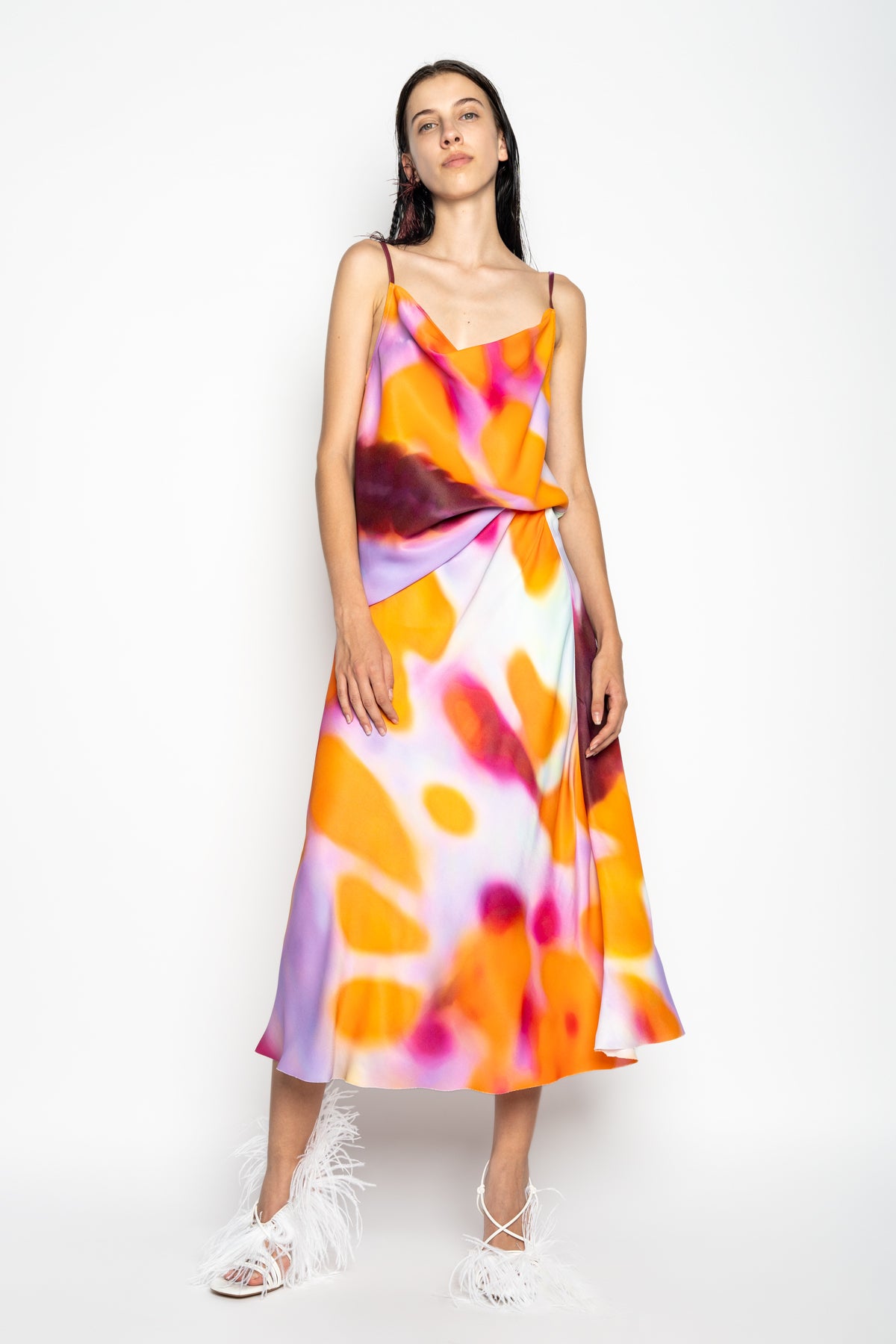 SLIP PRINTED SATIN SKIRT marques almeida