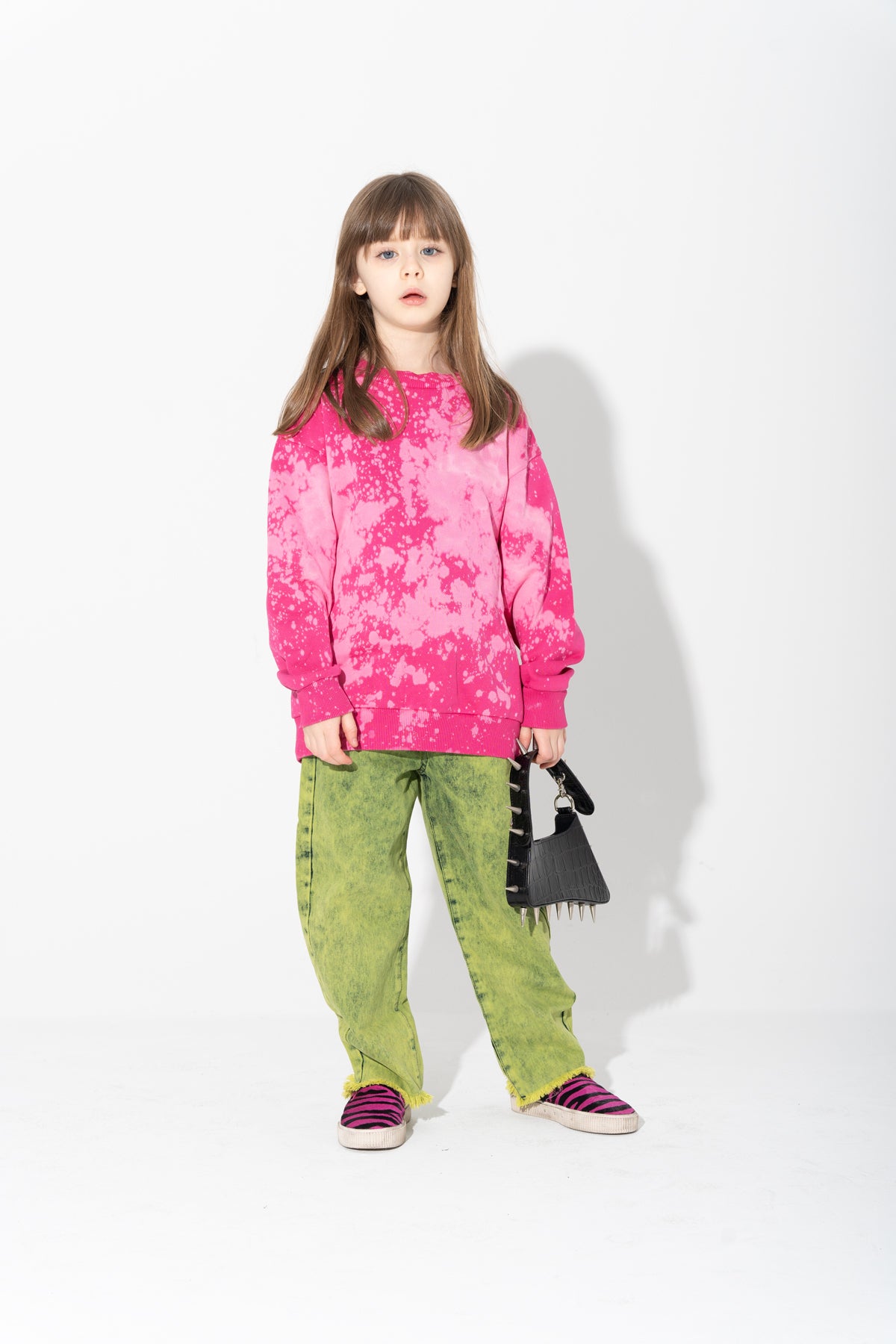 SPLATERED FLEECE CREW NECK makids