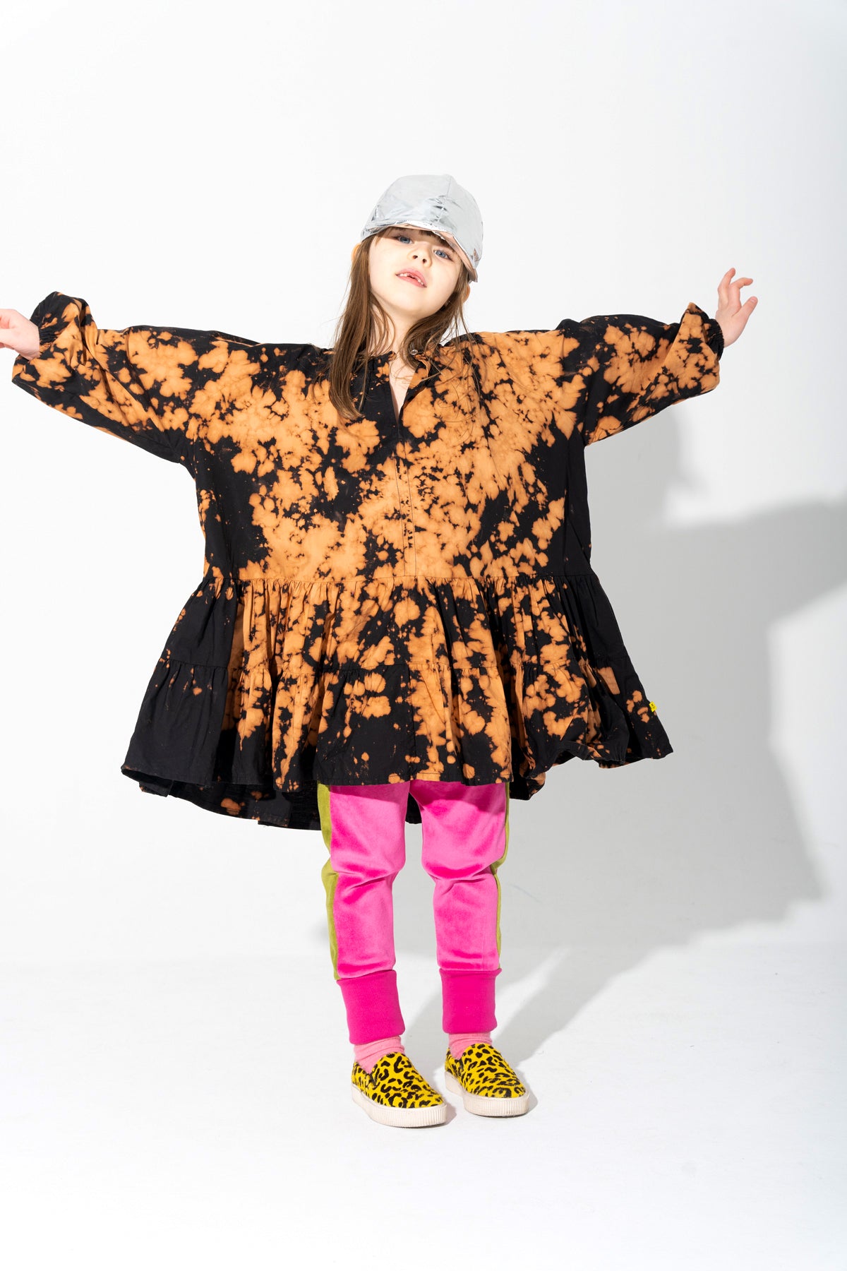 SPLATTERED GATHERED DRESS makids