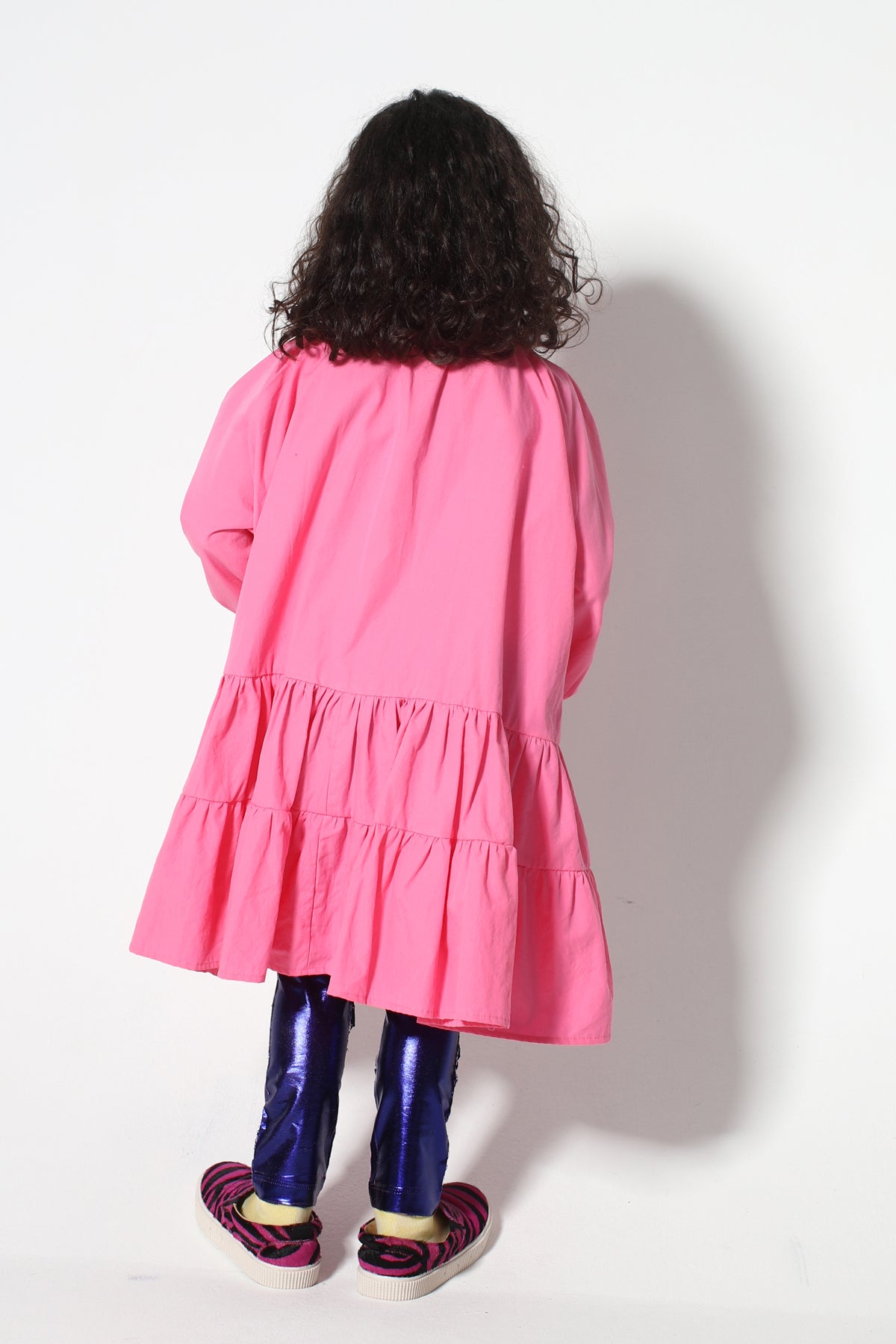 BRIGHT PINK LOOSE GATHERED DRESS ma kids