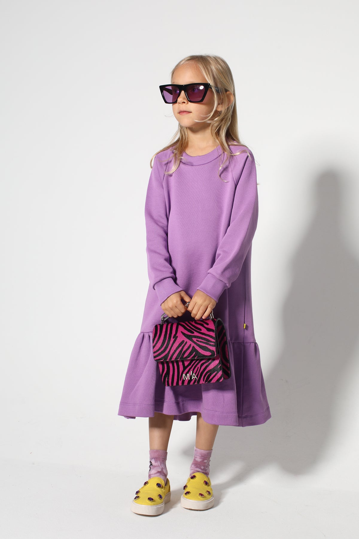 LILAC CREW NECK GATHERED DRESS MAKIDS