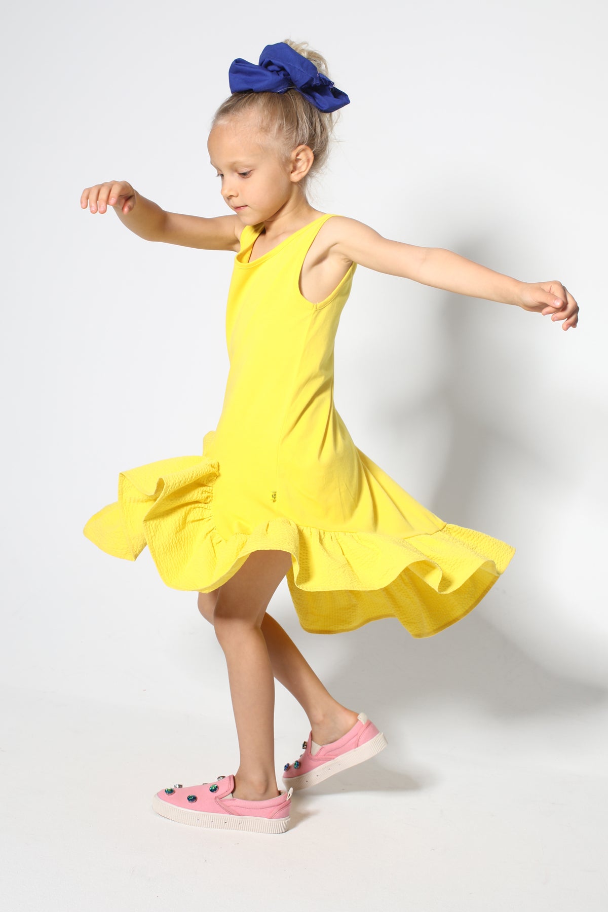 YELLOW SLEEVELESS FLOUNCE DRESS MA KIDS