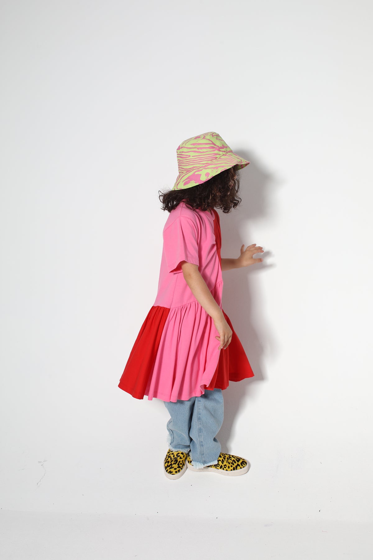 DUO COLOUR GATHERED JERSEY T-SHIRT DRESS MA KIDS