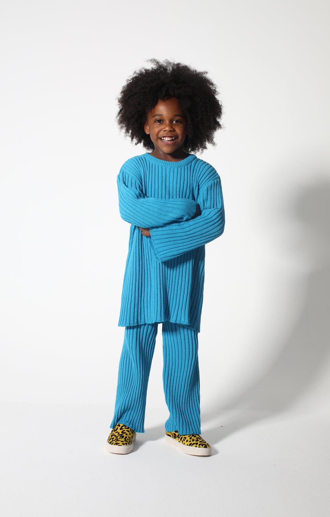 BLUE MERINO KNIT TROUSERS ma kids