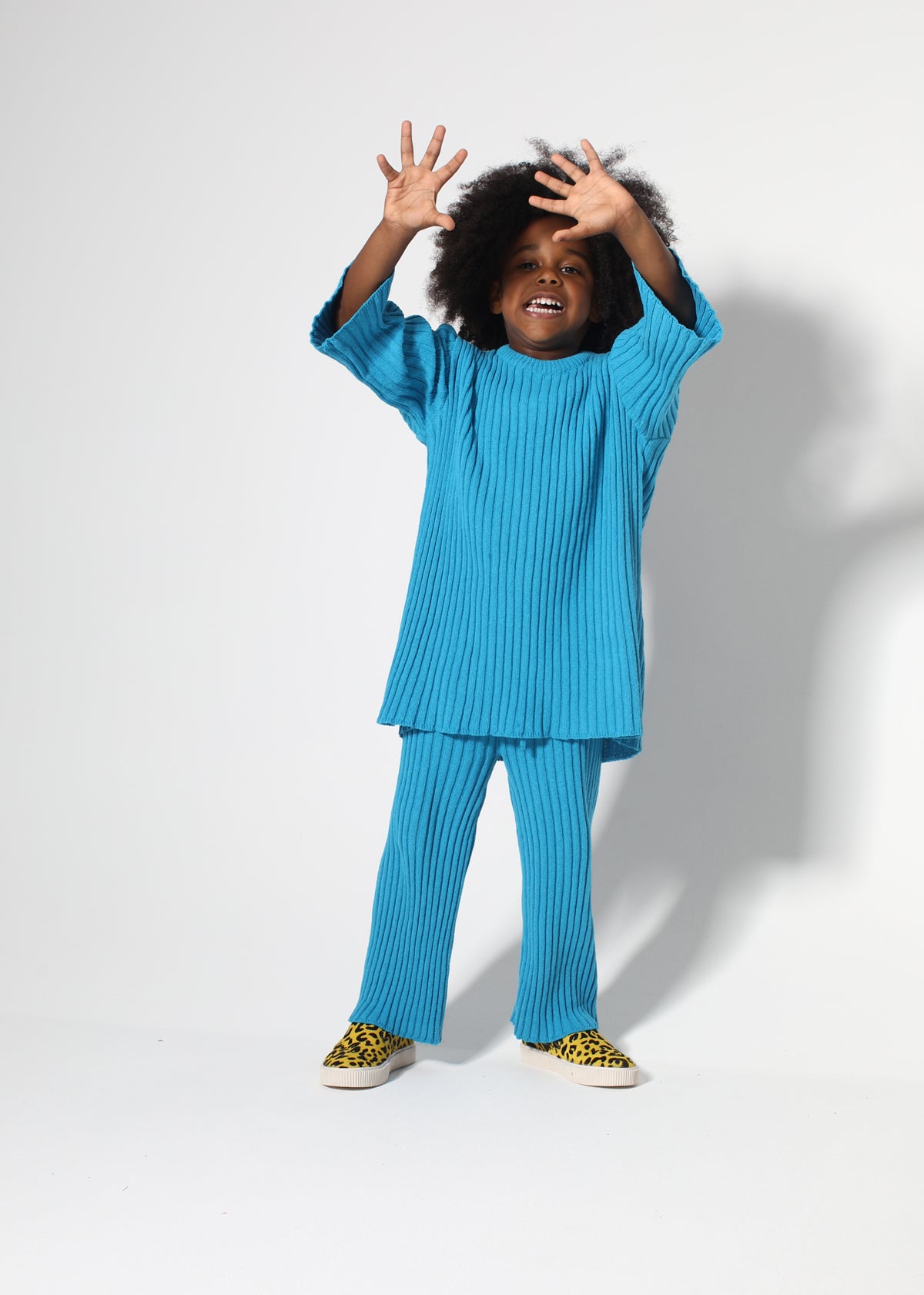BLUE MERINO KNIT TROUSERS ma kids