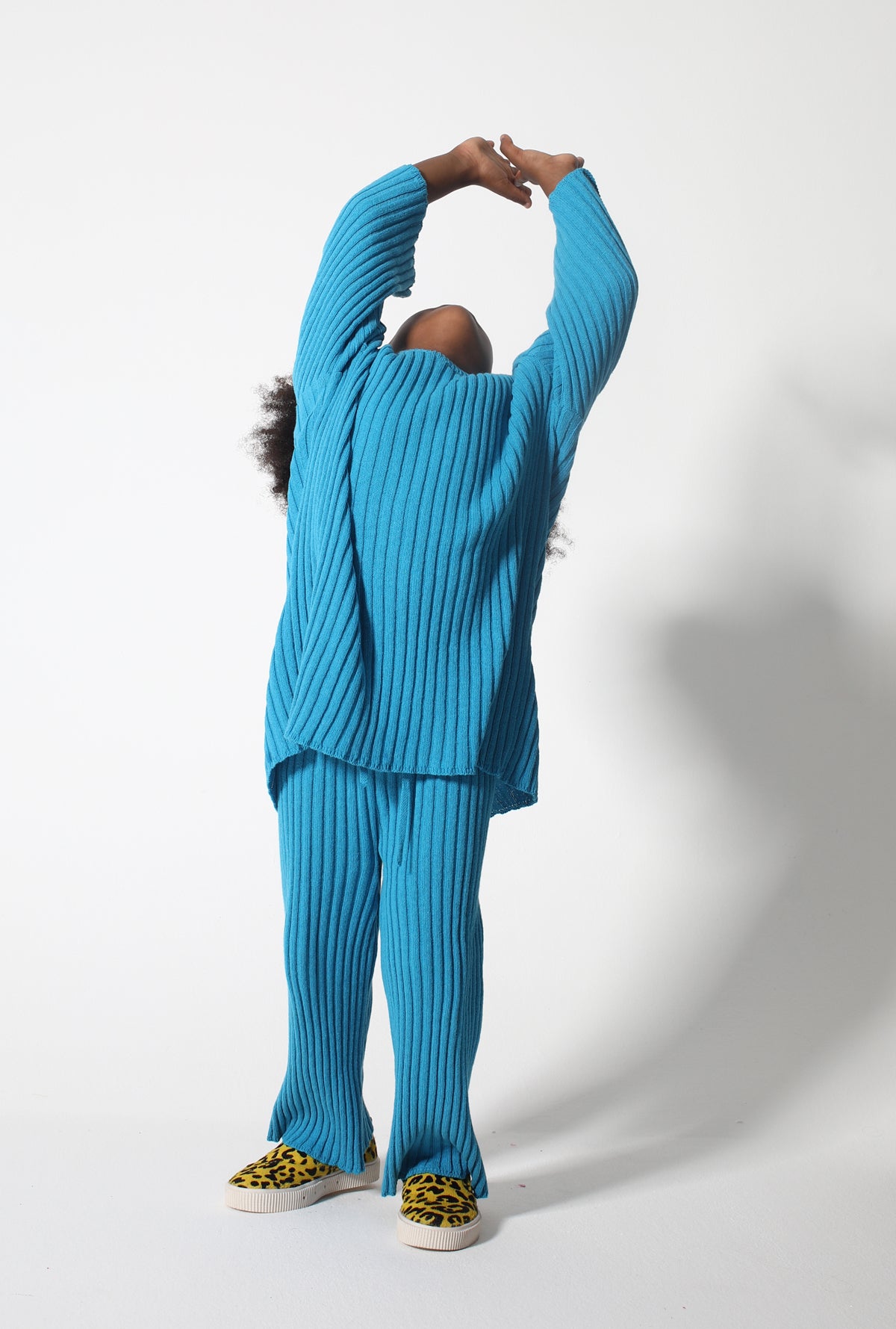 BLUE MERINO KNIT TROUSERS ma kids