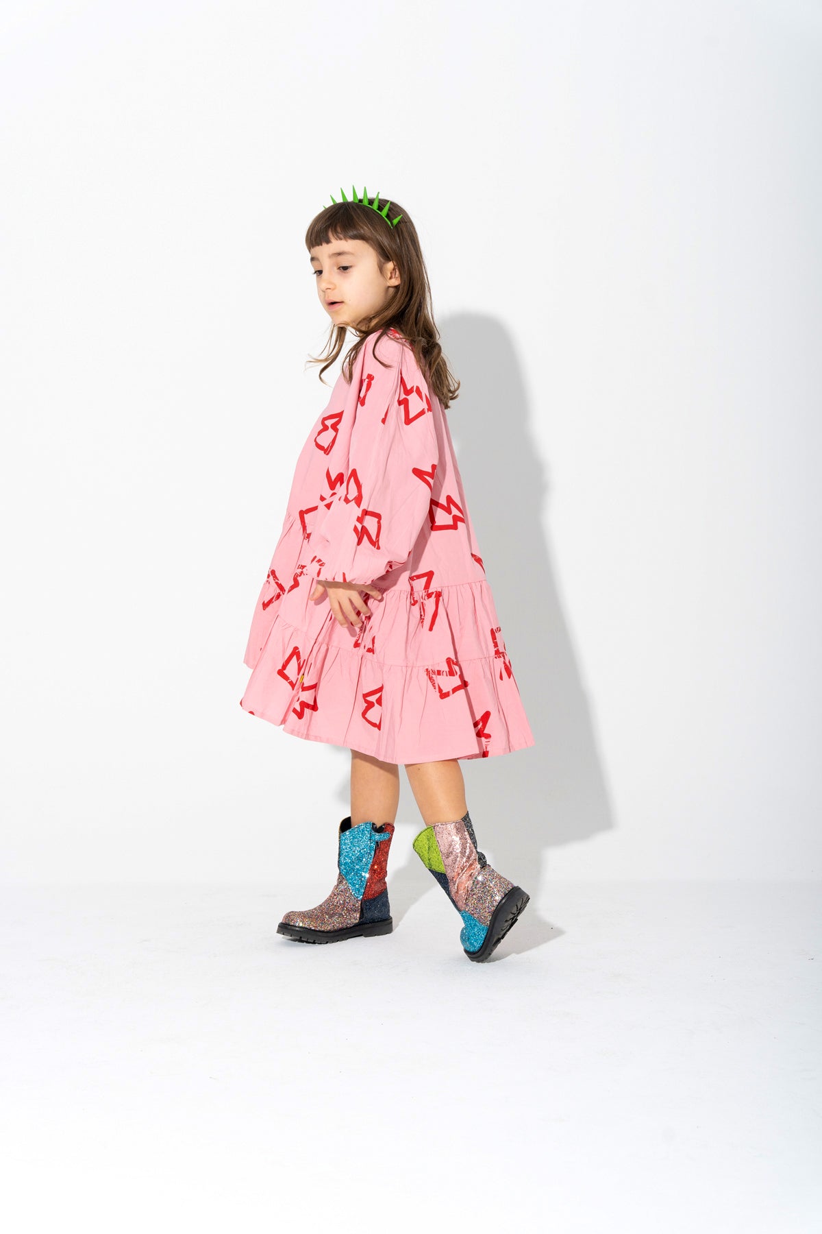 THUNDER PRINT GATHERED DRESS MA KIDS