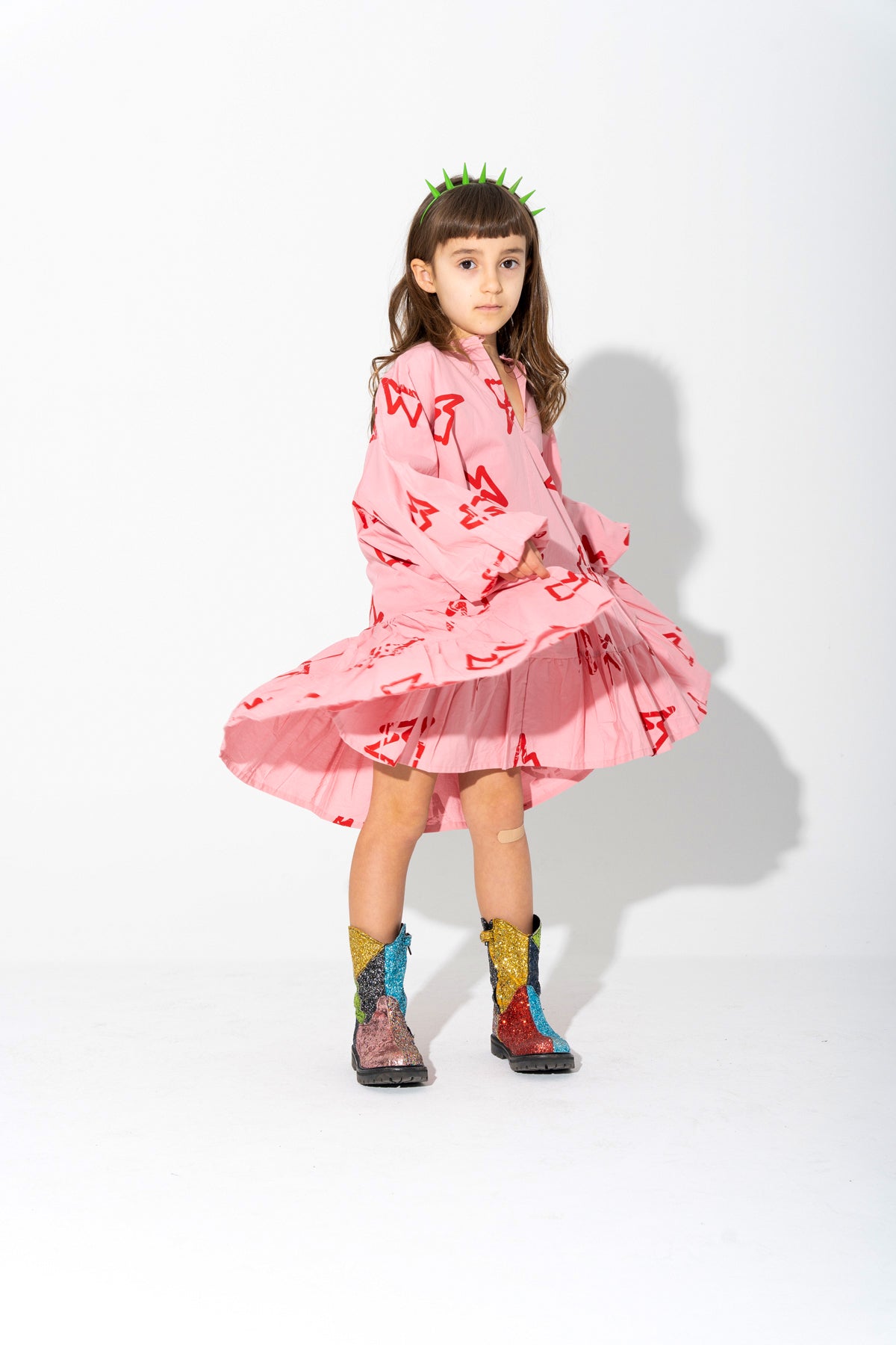 THUNDER PRINT GATHERED DRESS MA KIDS