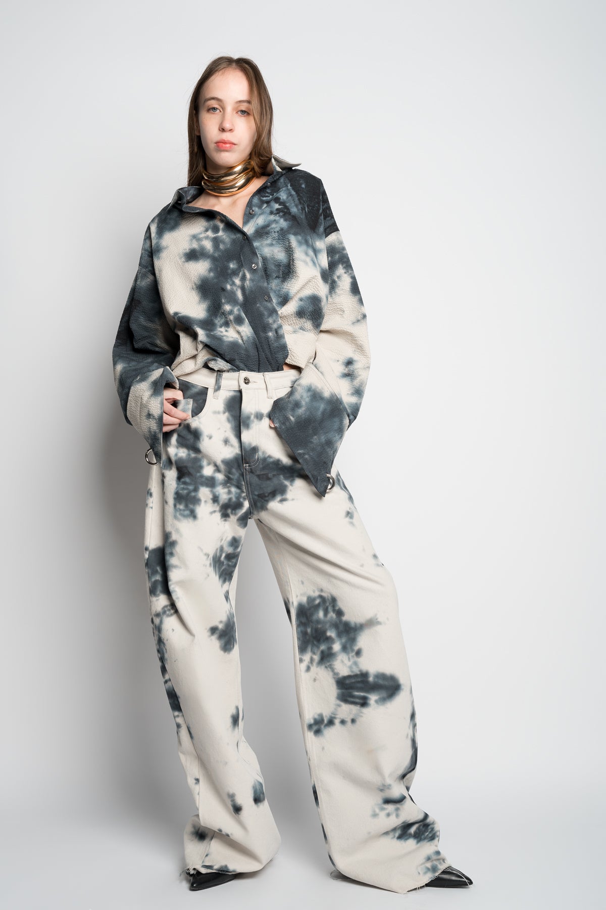 TIE DYE BLACK BOYFRIEND JEANS MARQUES ALMEIDA