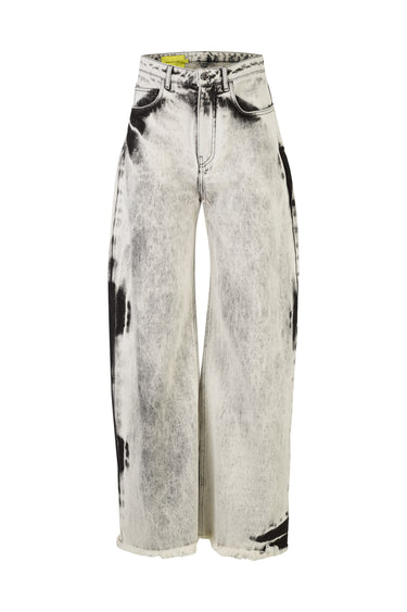 WHITE ACID WASH DENIM BOYFRIEND TROUSERS marques almeida