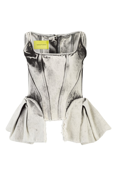 WHITE ACID WASH DENIM PEPLUM CORSET marques-almeida
