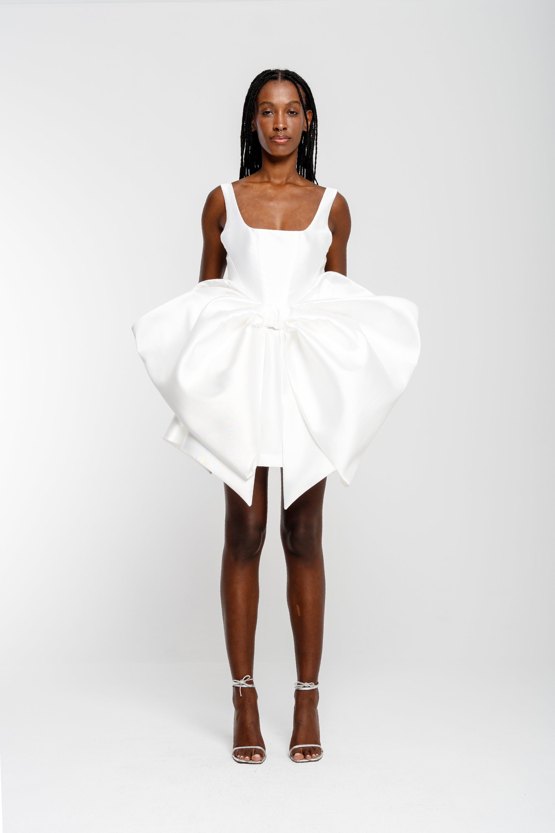 WHITE BIG BOW MINI DRESS  MARQUES ' ALMEIDA