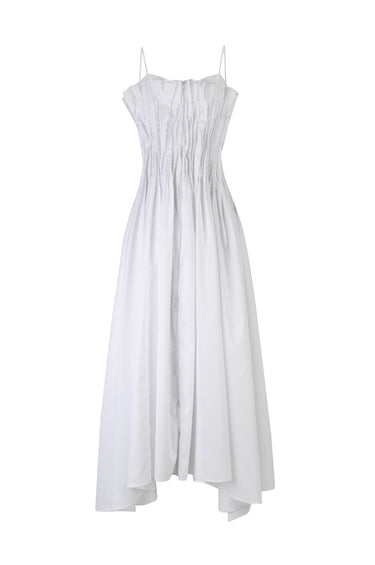 WHITE CINCHED PLEATED MAXI DRESS marques almeida