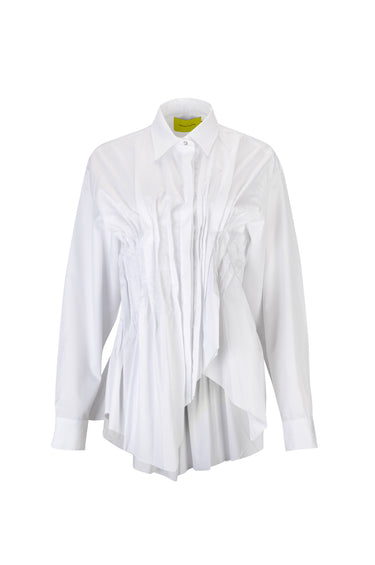 WHITE CINCHED PLEATED SHIRT marques almeida