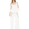 WHITE DRILL EMBELLISHED BOYFRIEND TROUSERS