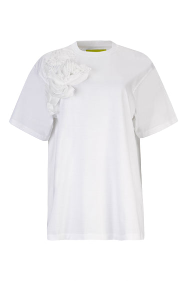 WHITE FLOWER APPLIQUE LOOSE FIT T-SHIRT marques almeida