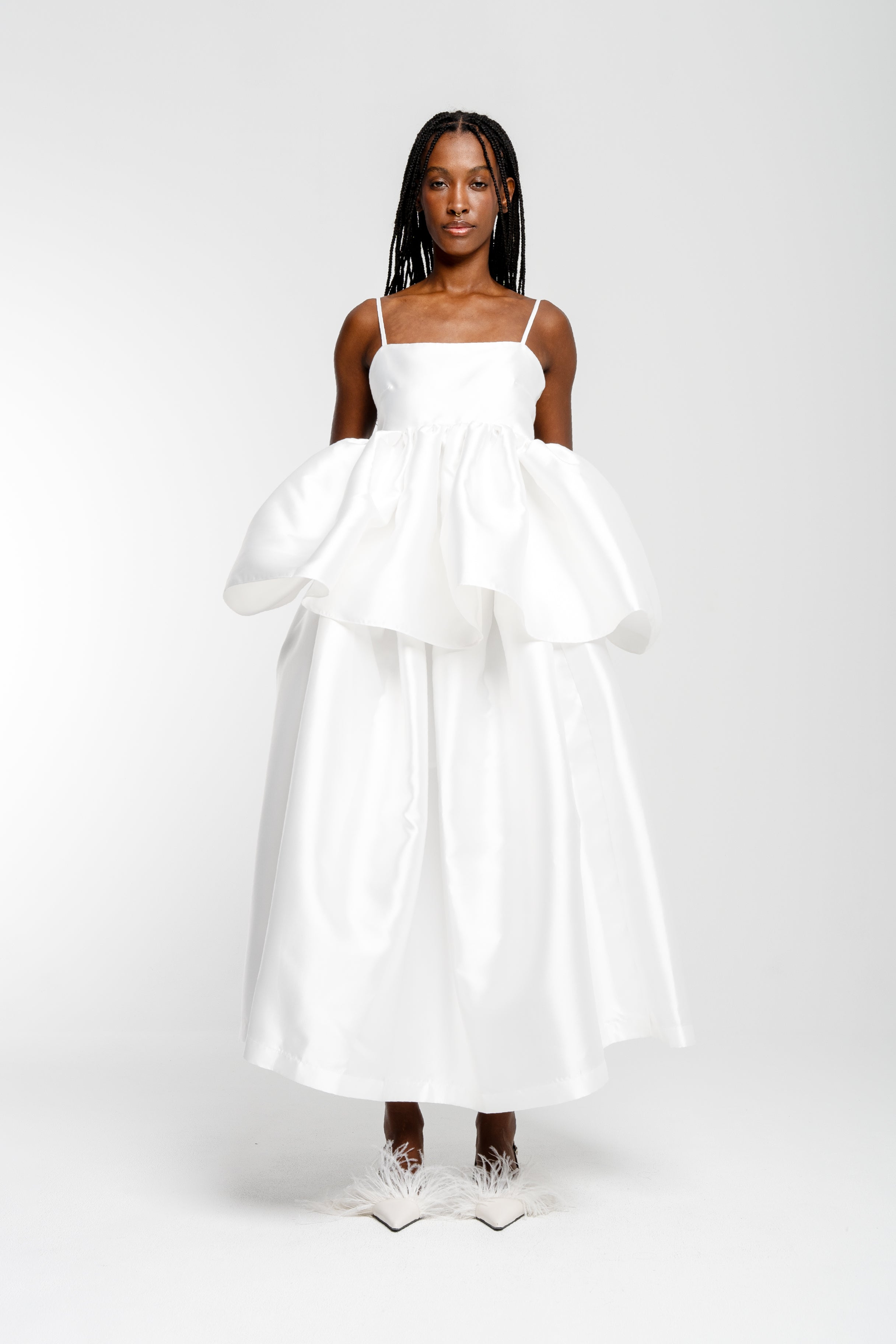 White dress pleated skirt sales