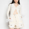 WHITE MERINO WOOL FITTED CARDIGAN WITH FEATHERS MARQUES ALMEIDA