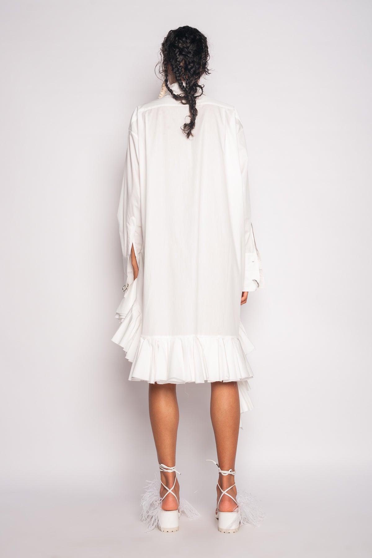 WHITE OVERSIZED FRILL SHIRT DRESS marques almeida