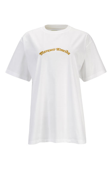WHITE OVERSIZED T-SHIRT WITH GOLD LOGO marques almeida