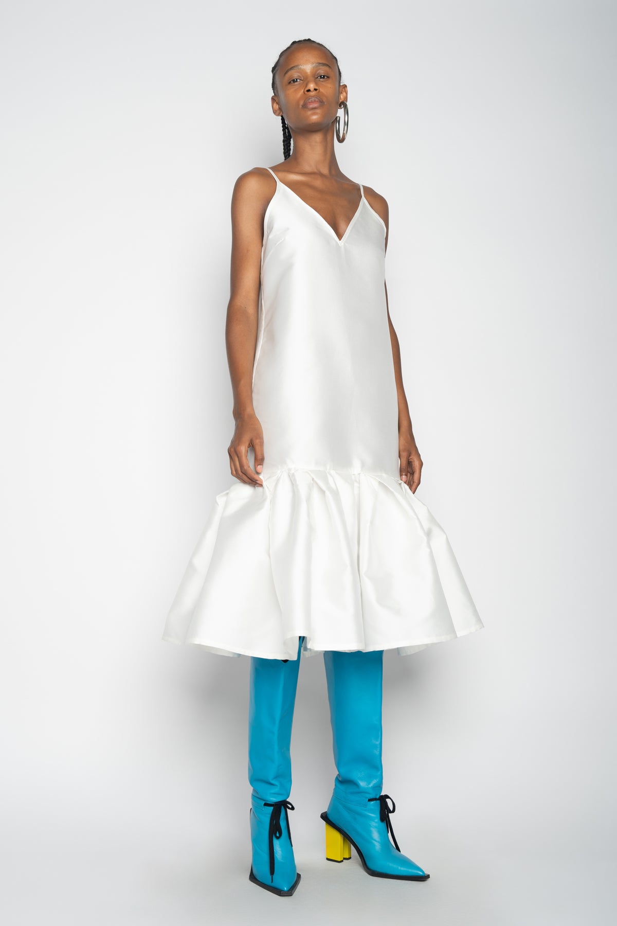 WHITE PUFF HEM SLIP DRESS - marques-almeida-dev