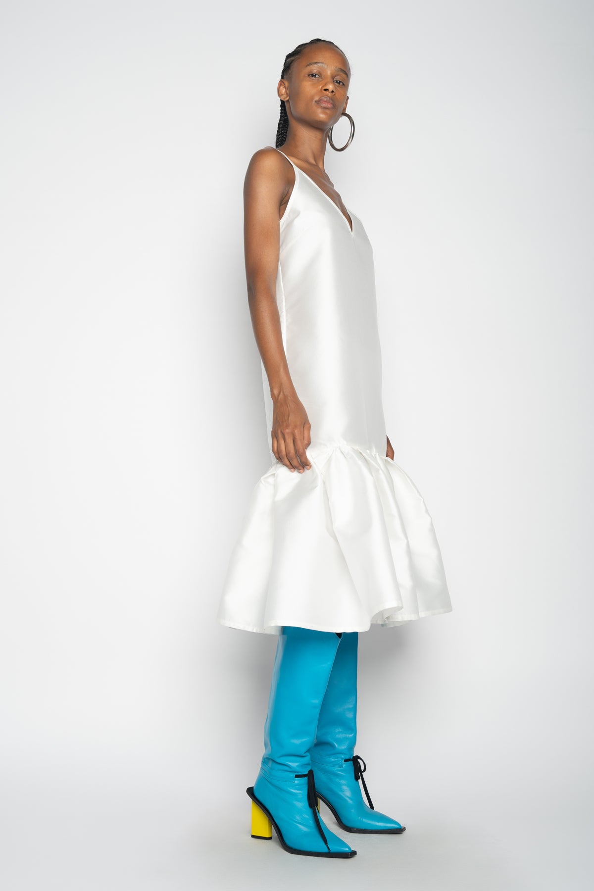 WHITE PUFF HEM SLIP DRESS - marques-almeida-dev