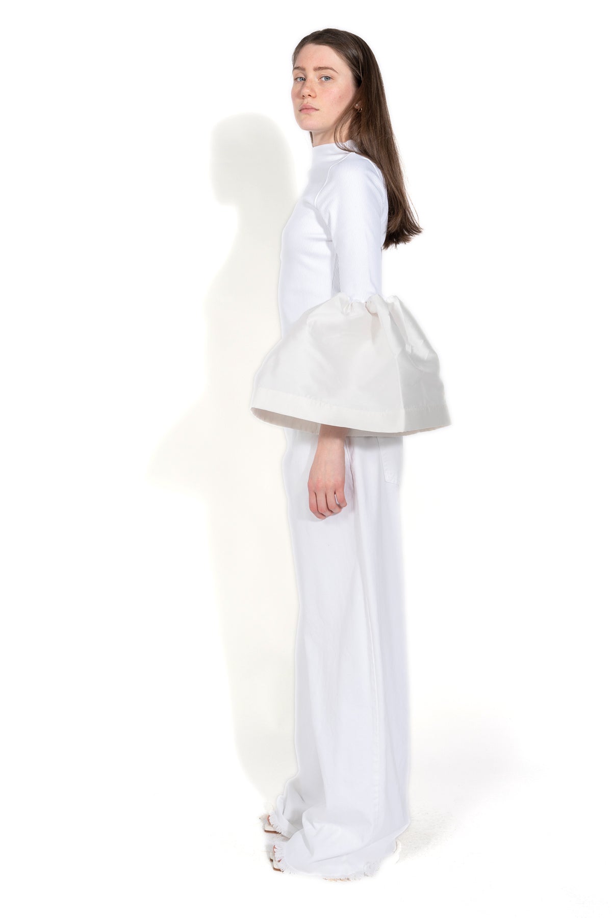 WHITE TURTLENECK PUFF SLEEVE TOP marques almeida