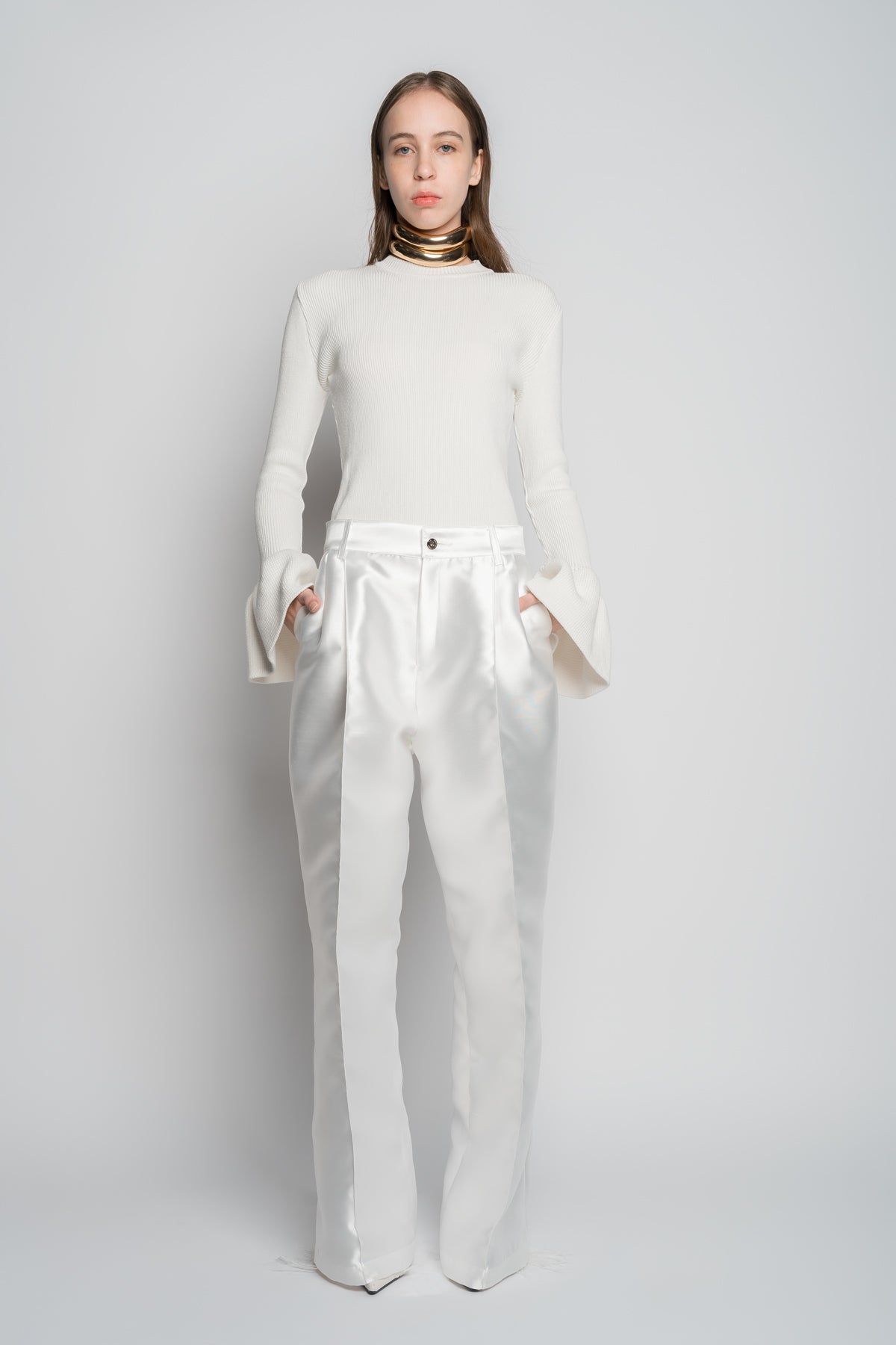 WHITE WIDE LEG TROUSERS MARQUES ALMEIDA