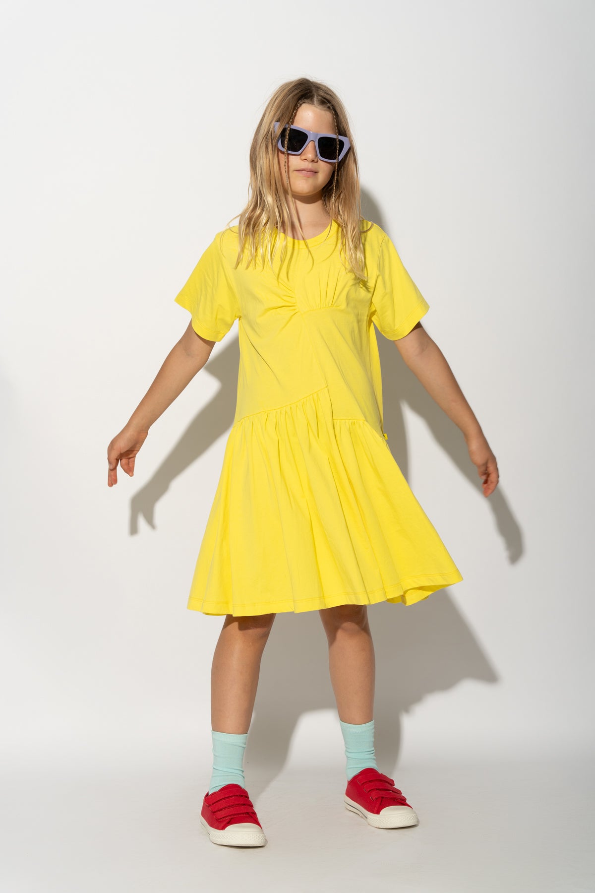 YELLOW GATHERED DRESS ma kids