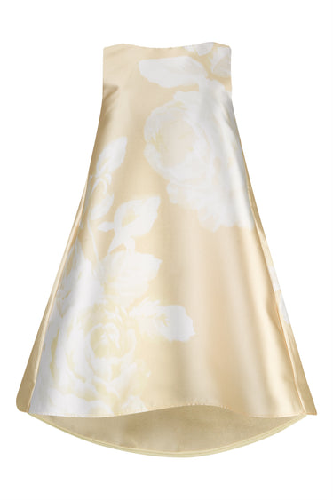 YELLOW PRINTED A-LINE FLOWER DRESS marques almeida